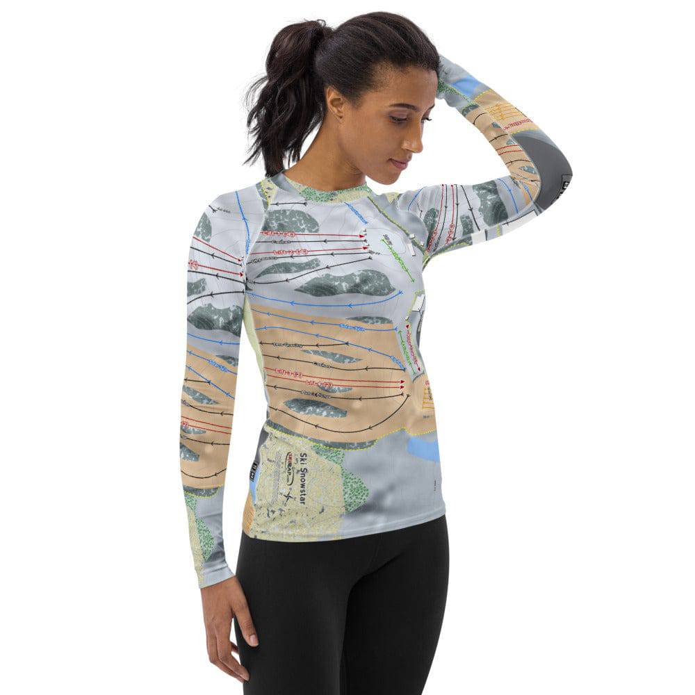 Ski Snowstar, Illinois Ski Trail Map Women's Base Layer Top - Powderaddicts