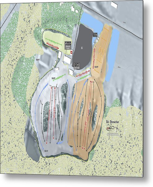 Ski Snowstar Ski Trail Map - Metal Print - Powderaddicts