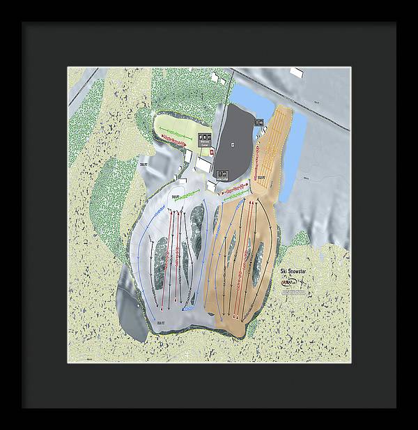 Ski Snowstar Ski Trail Map - Framed Print - Powderaddicts