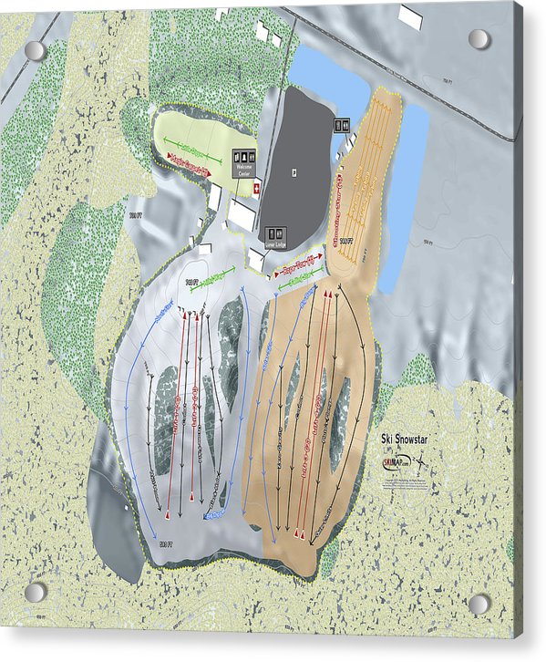 Ski Snowstar Ski Trail Map - Acrylic Print - Powderaddicts