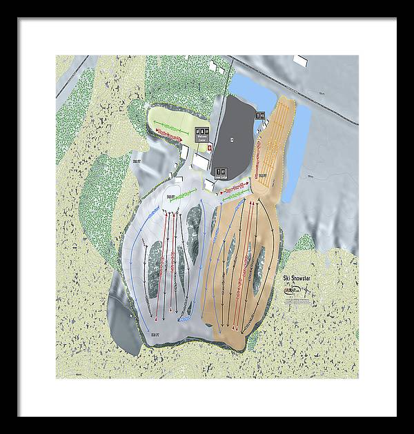 Ski Snowstar Ski Trail Map - Framed Print - Powderaddicts