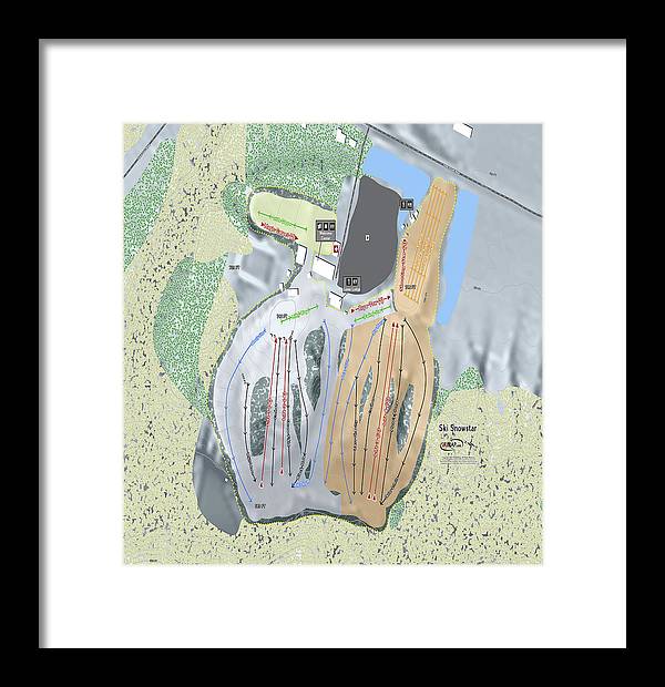 Ski Snowstar Ski Trail Map - Framed Print - Powderaddicts