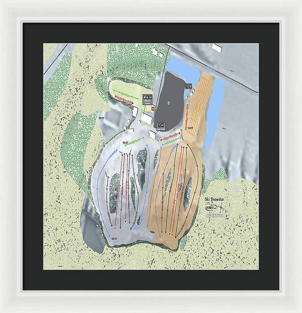 Ski Snowstar Ski Trail Map - Framed Print - Powderaddicts