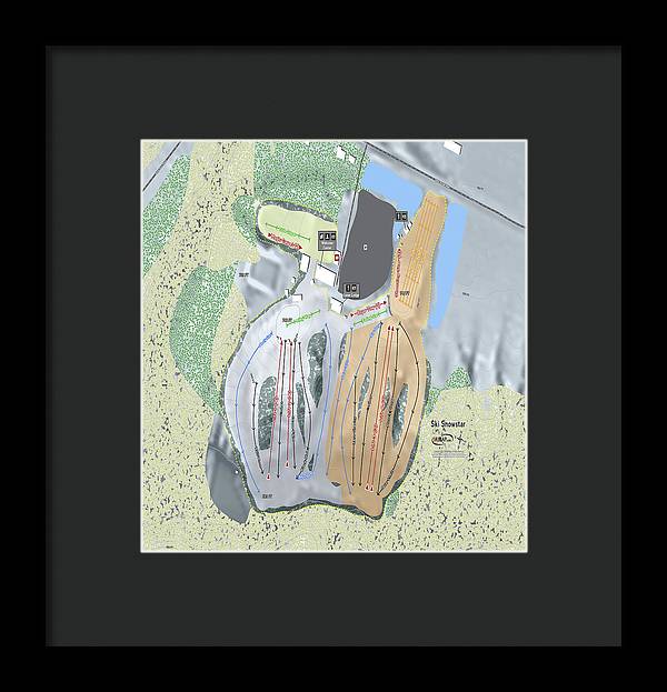 Ski Snowstar Ski Trail Map - Framed Print - Powderaddicts