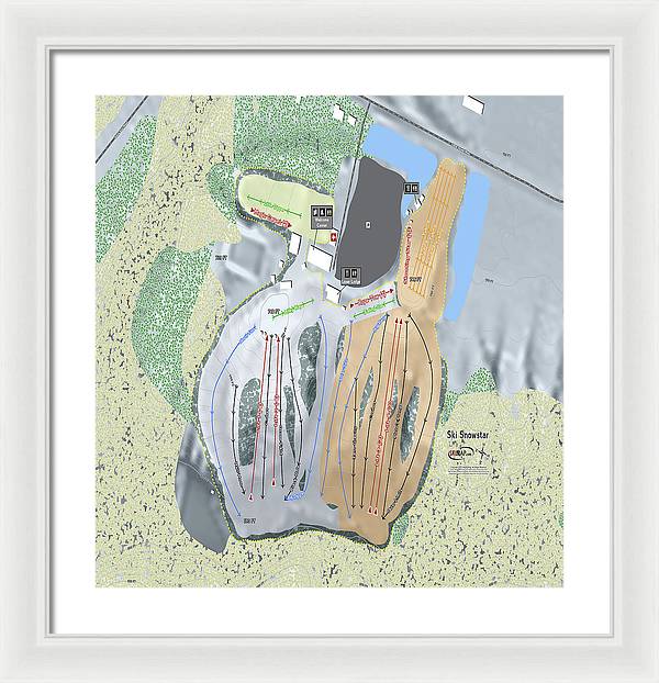 Ski Snowstar Ski Trail Map - Framed Print - Powderaddicts