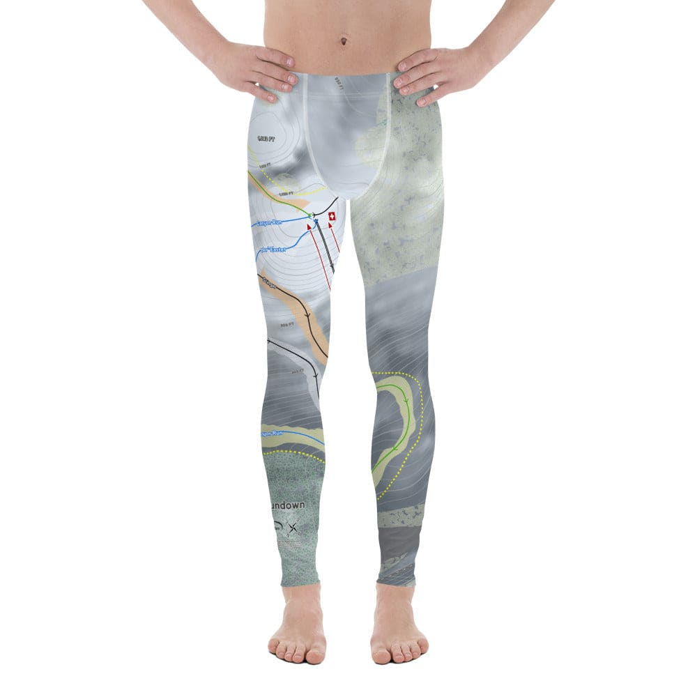 Ski Sundown, Connecticut Ski Trail Map Men's Base Layer Bottom