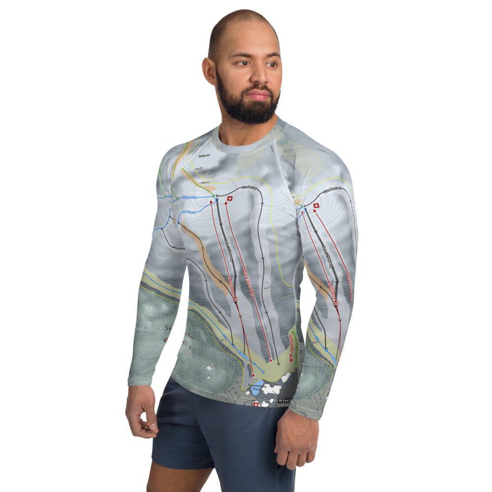 Ski Sundown, Connecticut Ski Trail Map Men's Base Layer Top - Powderaddicts