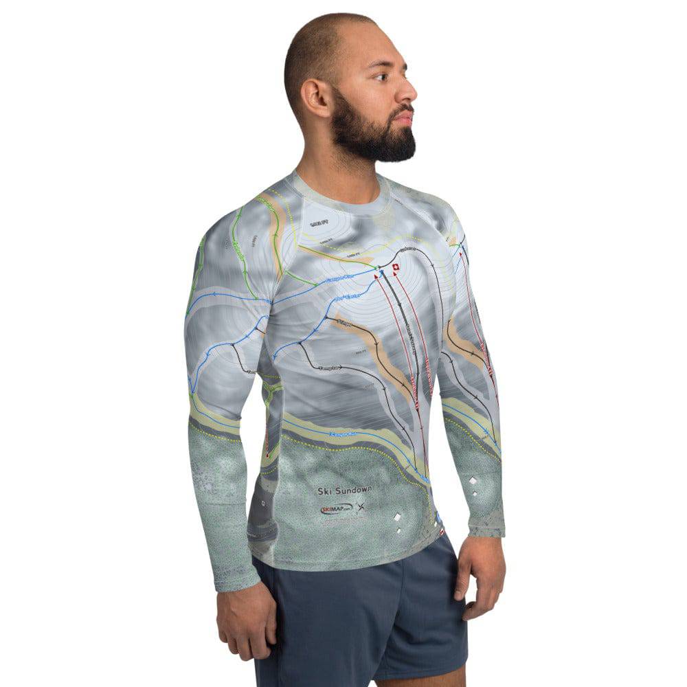 Ski Sundown, Connecticut Ski Trail Map Men's Base Layer Top - Powderaddicts
