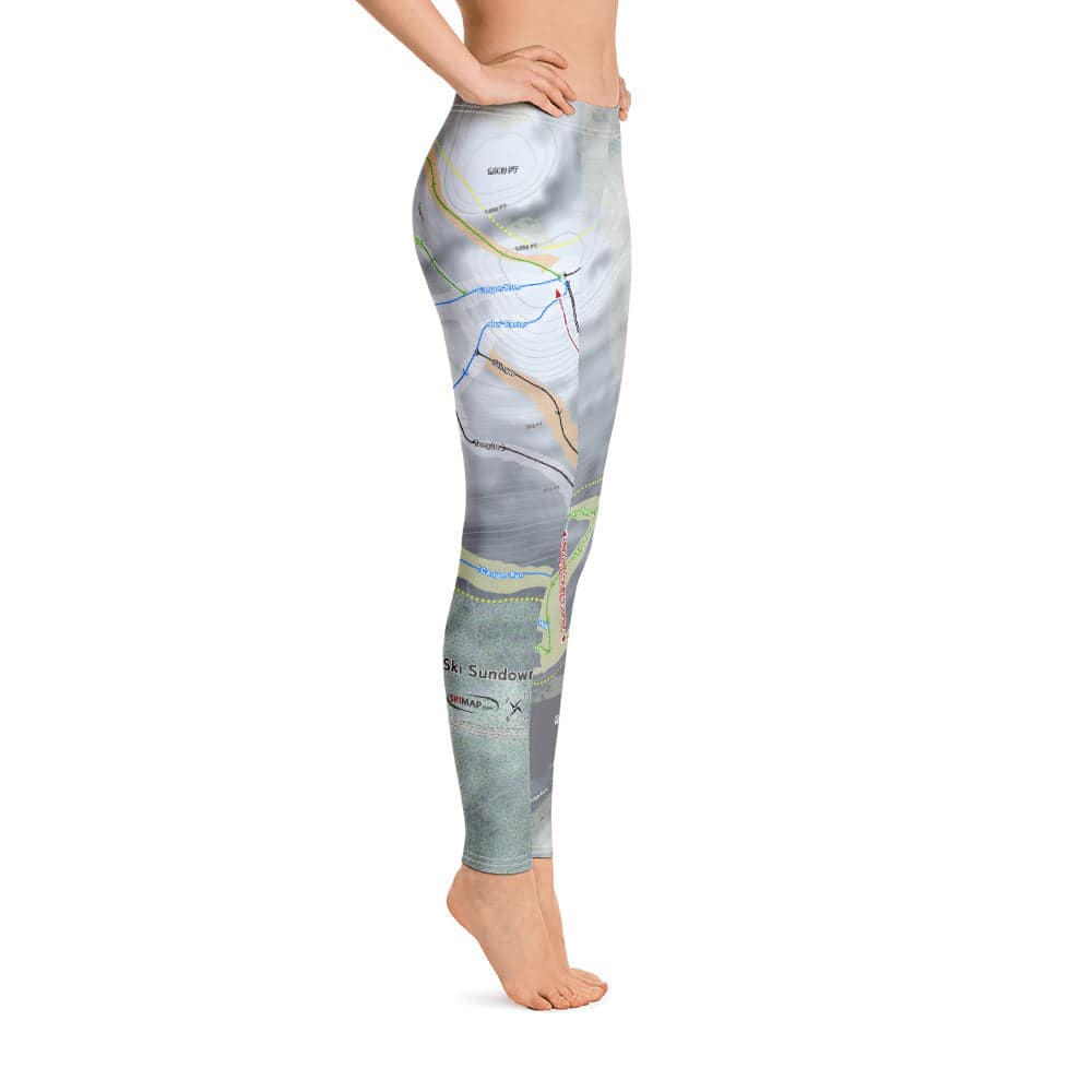 Ski Sundown, Connecticut Ski Trail Map Women's Base Layer Bottom - Powderaddicts