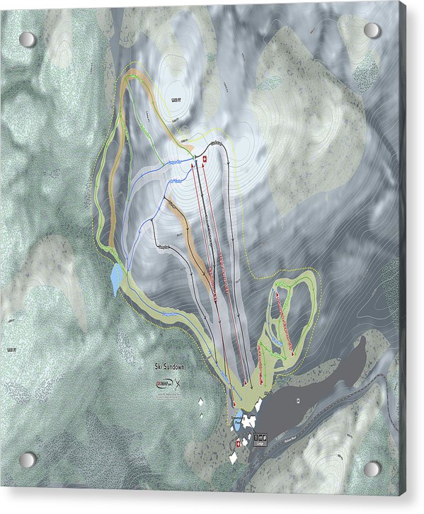 Ski Sundown Ski Trail Map - Acrylic Print - Powderaddicts