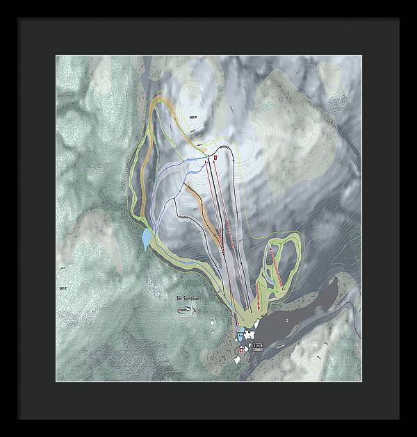 Ski Sundown Ski Trail Map - Framed Print - Powderaddicts