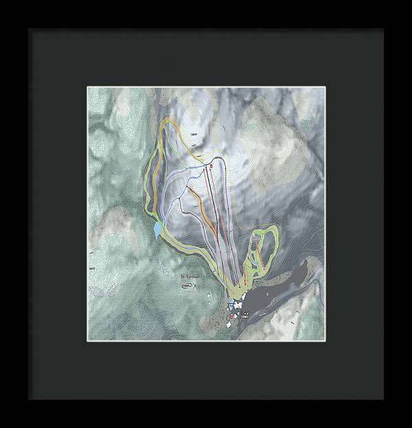 Ski Sundown Ski Trail Map - Framed Print - Powderaddicts