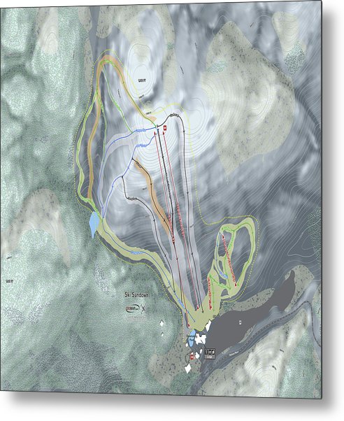 Ski Sundown Ski Trail Map - Metal Print - Powderaddicts