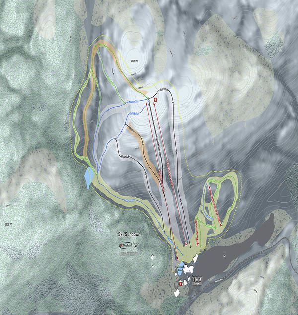 Ski Sundown Ski Trail Map - Art Print - Powderaddicts