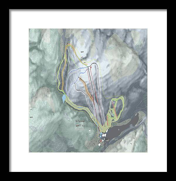 Ski Sundown Ski Trail Map - Framed Print - Powderaddicts