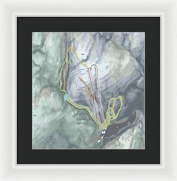 Ski Sundown Ski Trail Map - Framed Print - Powderaddicts
