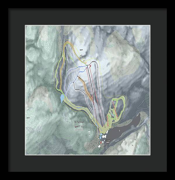 Ski Sundown Ski Trail Map - Framed Print - Powderaddicts