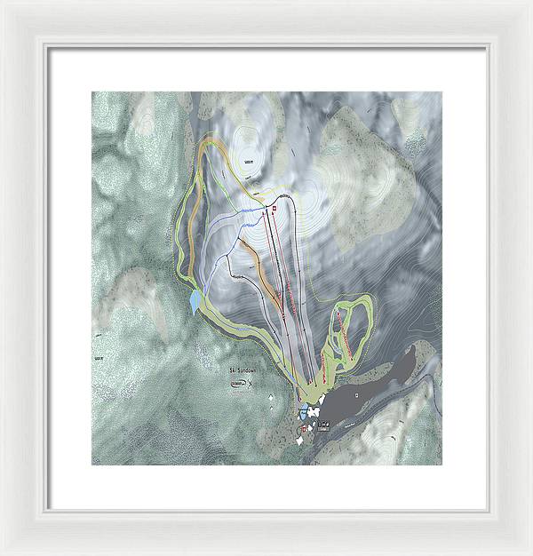 Ski Sundown Ski Trail Map - Framed Print - Powderaddicts