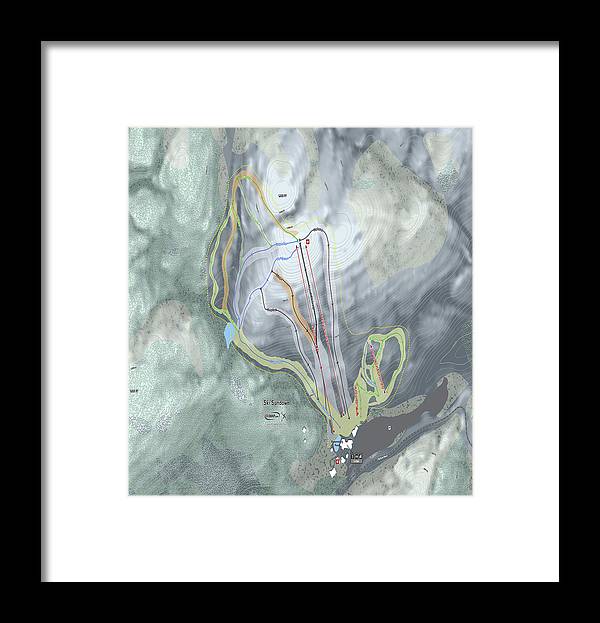 Ski Sundown Ski Trail Map - Framed Print - Powderaddicts