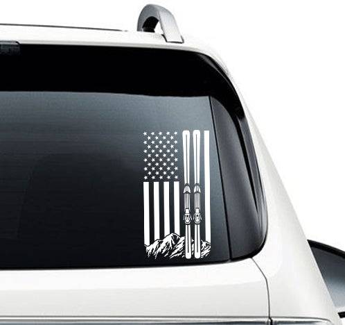 Ski USA Flag Car Sticker - Powderaddicts