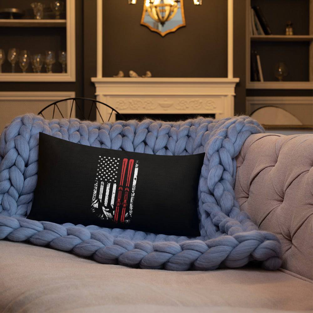 Ski USA Flag Premium Pillow - Powderaddicts