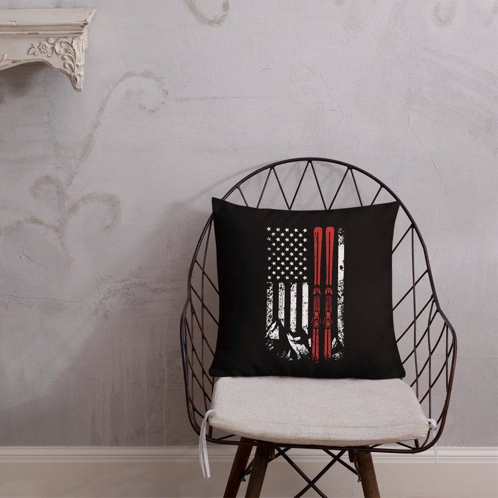 Ski USA Flag Premium Pillow - Powderaddicts