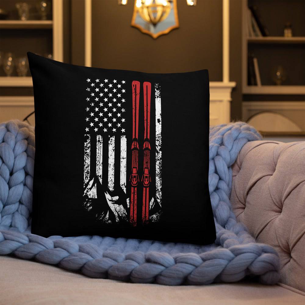 Ski USA Flag Premium Pillow - Powderaddicts