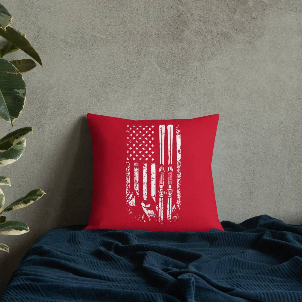 Ski USA Flag Red Premium Pillow - Powderaddicts