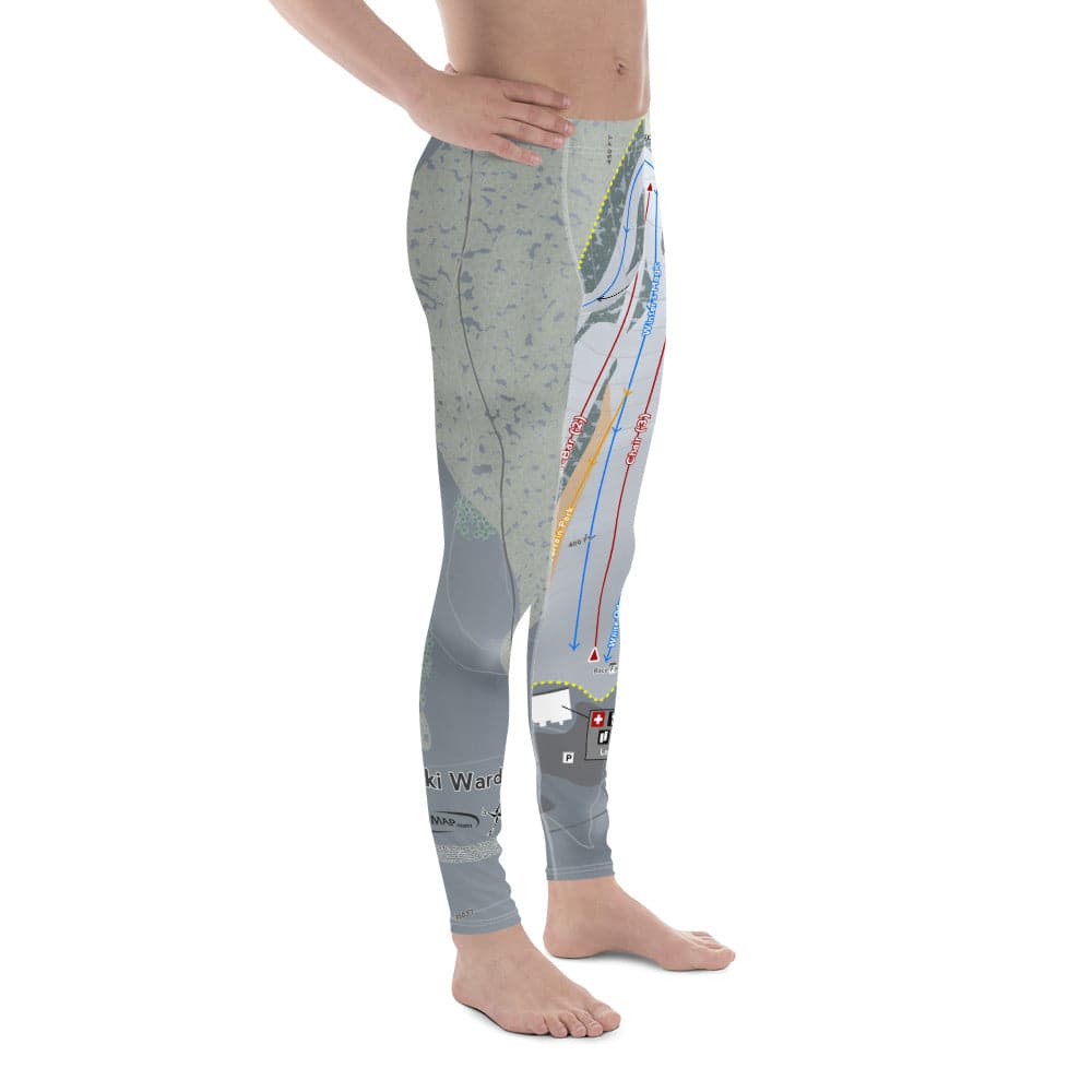 Ski Ward, Massachusetts Ski Trail Map Men's Base Layer Bottom - Powderaddicts