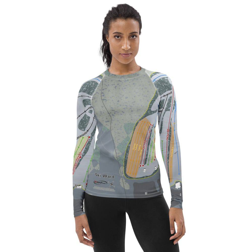 Ski Ward, Massachusetts Ski Trail Map Women's Base Layer Top