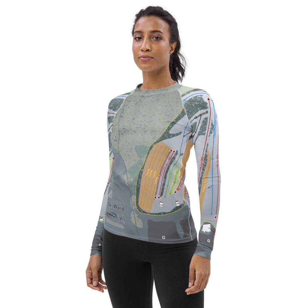 Ski Ward, Massachusetts Ski Trail Map Women's Base Layer Top - Powderaddicts