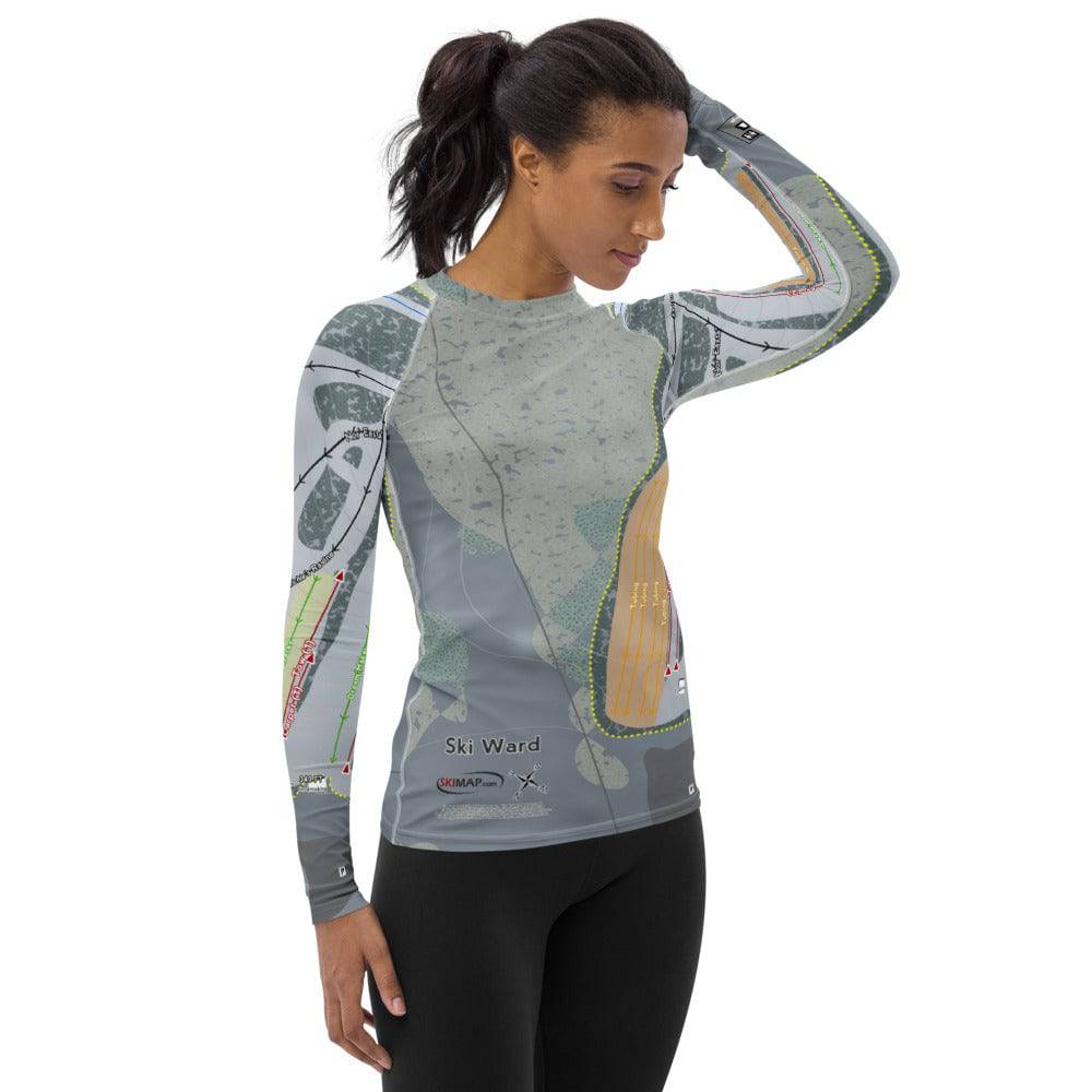 Ski Ward, Massachusetts Ski Trail Map Women's Base Layer Top - Powderaddicts