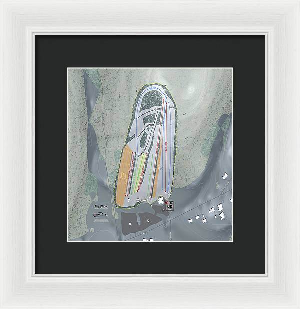 Ski Ward Ski Trail Map - Framed Print - Powderaddicts