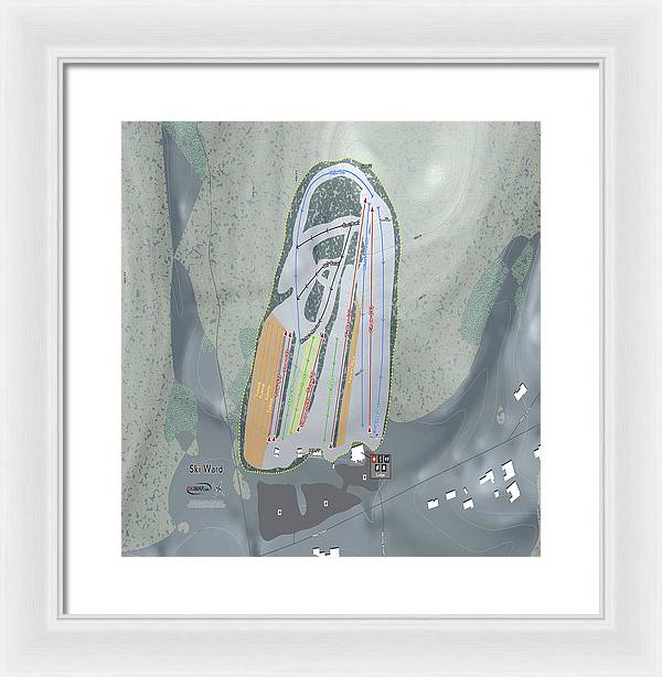 Ski Ward Ski Trail Map - Framed Print - Powderaddicts