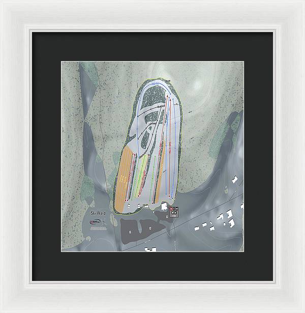 Ski Ward Ski Trail Map - Framed Print - Powderaddicts