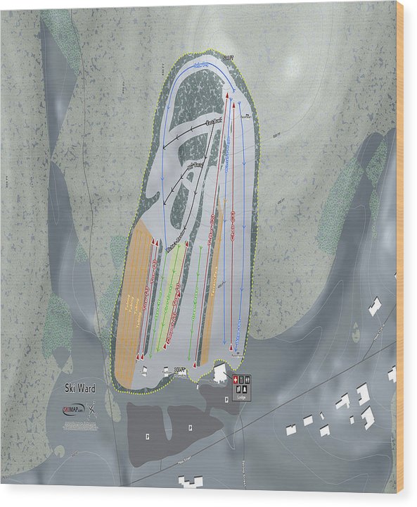 Ski Ward Ski Trail Map - Wood Print - Powderaddicts