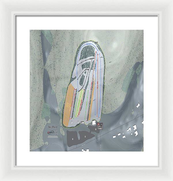 Ski Ward Ski Trail Map - Framed Print - Powderaddicts