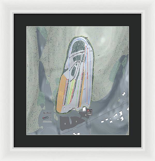 Ski Ward Ski Trail Map - Framed Print - Powderaddicts