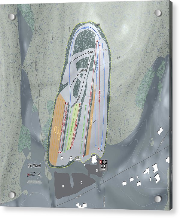 Ski Ward Ski Trail Map - Acrylic Print - Powderaddicts