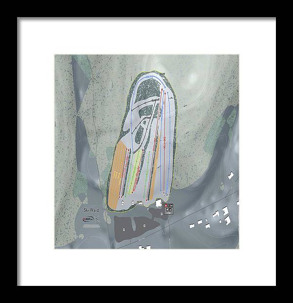 Ski Ward Ski Trail Map - Framed Print - Powderaddicts