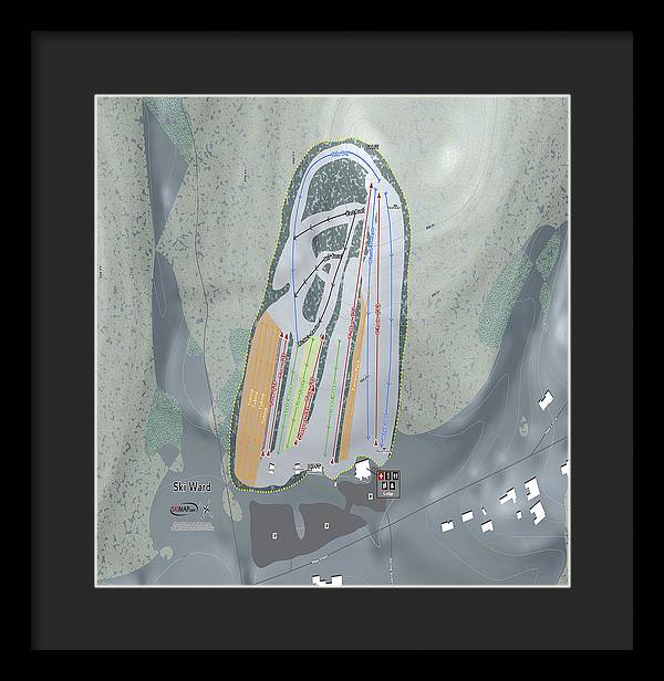 Ski Ward Ski Trail Map - Framed Print - Powderaddicts