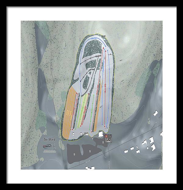 Ski Ward Ski Trail Map - Framed Print - Powderaddicts