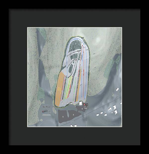 Ski Ward Ski Trail Map - Framed Print - Powderaddicts