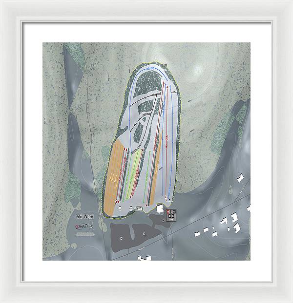 Ski Ward Ski Trail Map - Framed Print - Powderaddicts
