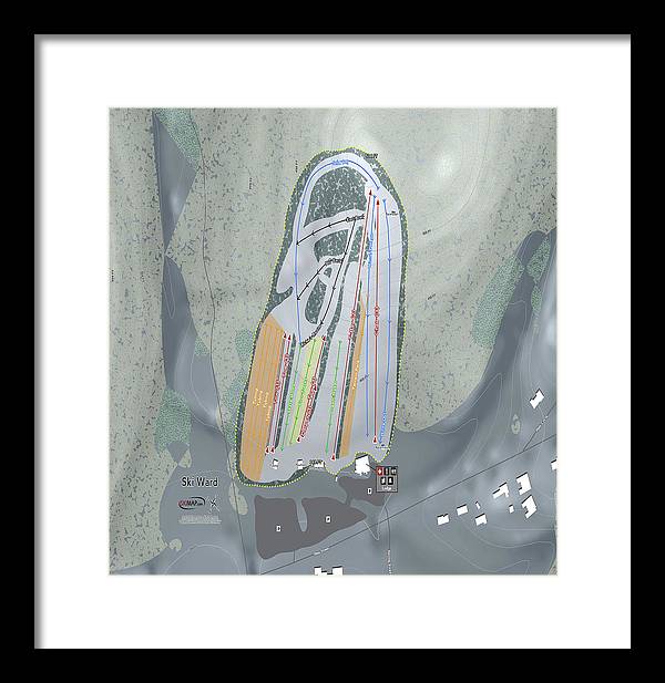 Ski Ward Ski Trail Map - Framed Print - Powderaddicts