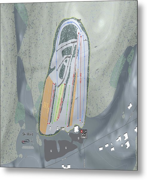 Ski Ward Ski Trail Map - Metal Print - Powderaddicts