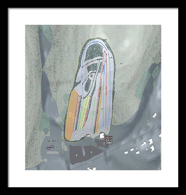 Ski Ward Ski Trail Map - Framed Print - Powderaddicts