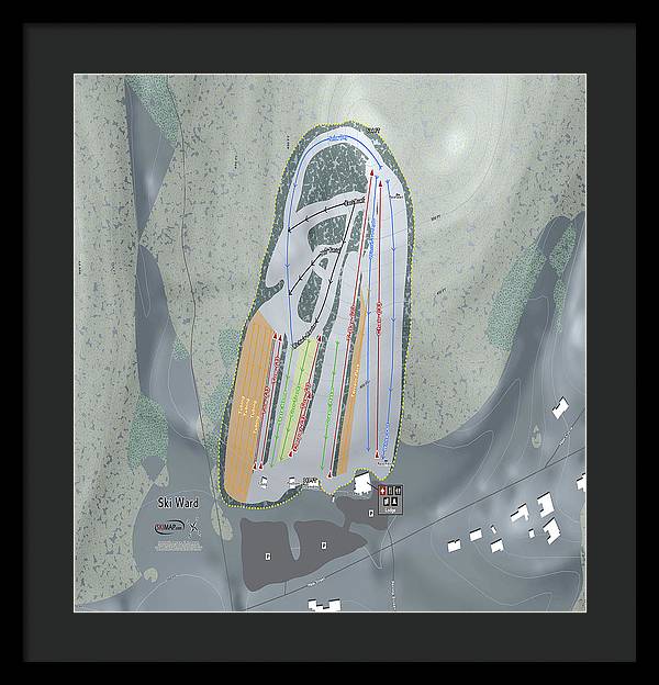 Ski Ward Ski Trail Map - Framed Print - Powderaddicts