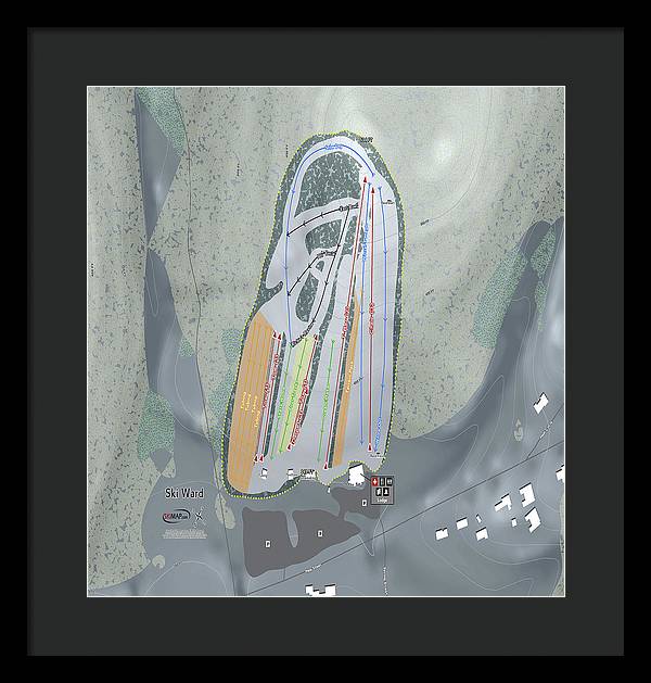 Ski Ward Ski Trail Map - Framed Print - Powderaddicts