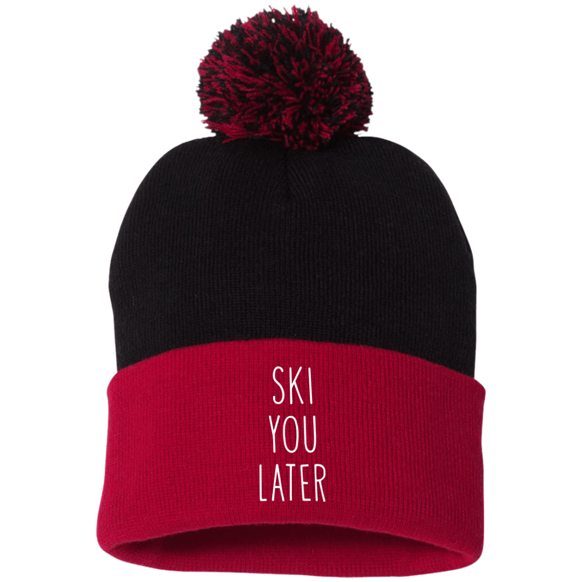 Ski You Later Pom Pom Knit Cap - Powderaddicts